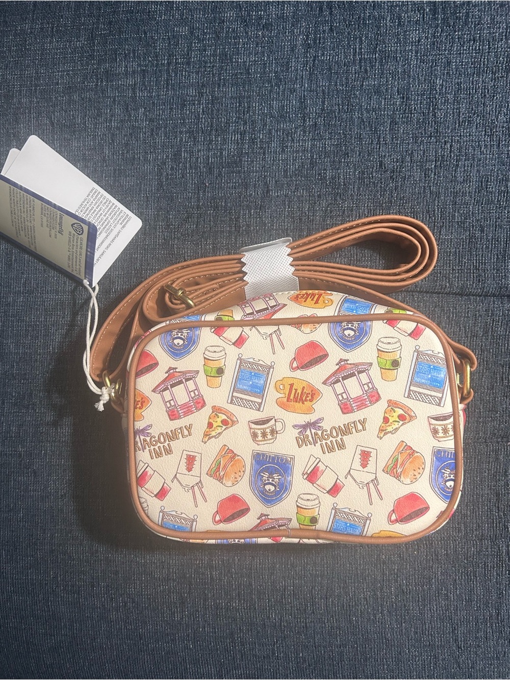 Gilmore Girls -Beige Patterned Crossbody Bag - Picture 4 of 5